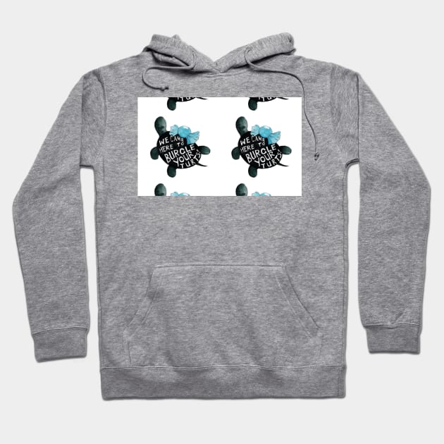 Black Turtle Burgles Mug Hoodie by ariolaedris